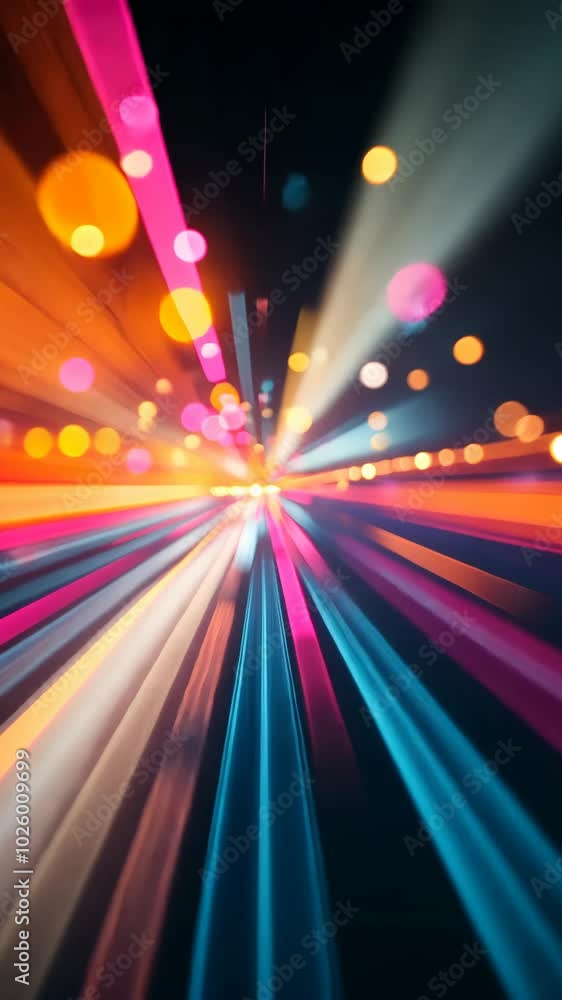 Poster colorful abstract light trails with bokeh effect