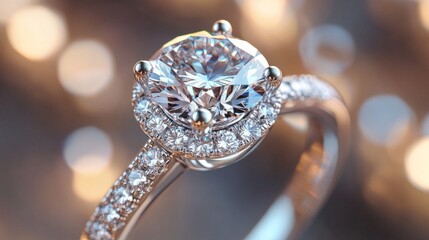 A beautiful diamond ring with a halo of diamonds