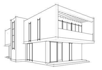 house building sketch architecture 3d illustration
