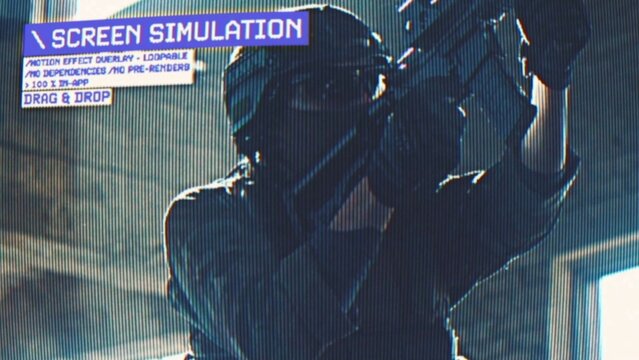 Screen Simulation Procedural Motion Effect: VHS, VCR, Retro CRT, Old TV Filte