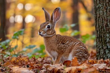 Fototapeta premium An animal in a autumn forest designed with with generative ai technology