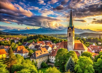 Stunning Landscape of St Cantianus Church in Kranj, Slovenia - Medieval Architecture and Scenic Views