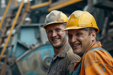 Construction site builders workers generative AI image