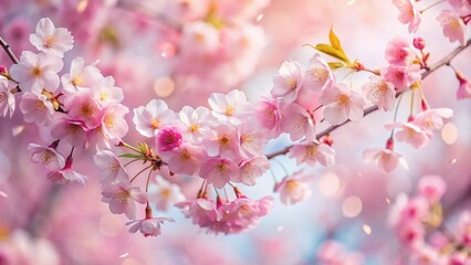 Naklejka premium Stunning Long Exposure of Pink Cherry Blossom Flowers in a Beautiful Pattern for Nature Lovers and Spring Aesthetics