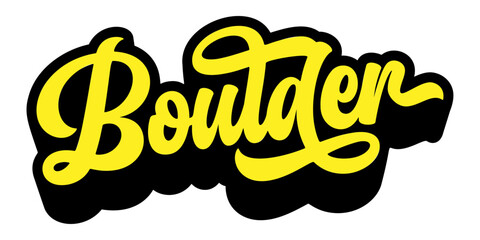 Boulder city name written in retro groovy three-dimensional script lettering © HTGanzo