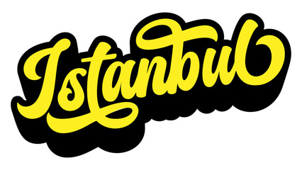 Istanbul city name written in retro groovy three-dimensional script lettering