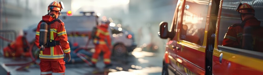 Obraz premium Create immersive 3D renders of emergency response simulations, allowing for realistic training and scenario evaluation