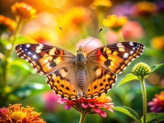 Fototapeta premium Stunning Painted Lady Butterfly in Natural Habitat - Macro Photography