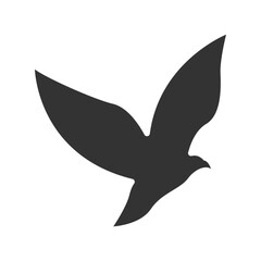 Flying bird in silhouette style vector illustration, flying bird flat icon vector in solid black color
