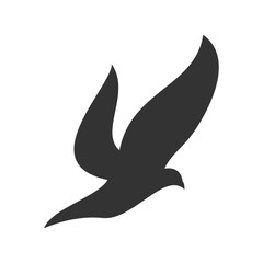 Flying bird in silhouette style vector illustration, flying bird flat icon vector in solid black color