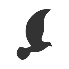 Flying bird in silhouette style vector illustration, flying bird flat icon vector in solid black color