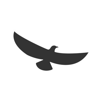 recommend clip art: Flying bird in silhouette style vector illustration, flying bird flat icon vector in solid black color