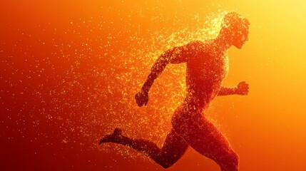 Naklejka premium Dynamic athlete silhouette with citrulline symbols in 3D art