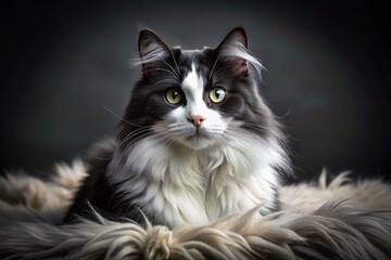 Fototapeta premium Stunning Ragamuffin Cat Black and White Product Photography for Pet Lovers