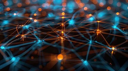 A textured grid background featuring glowing fractals and network connections, representing digital communication. 