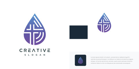 illustration of church cross water logo design. icon logo water with cross logo	