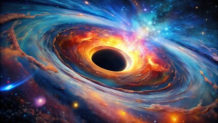 Obraz premium Dark, swirling realms on paper capture the enigma of cosmic phenomena, blending artistic vision and scientific inquiry into a profound exploration of black holes.