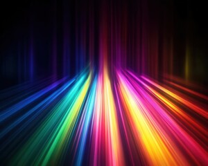 Abstract background featuring vibrant rainbow light streaks creating a dynamic and energetic design, perfect for creating a sense of speed  motion  and futuristic technology