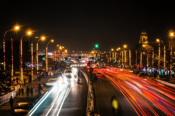 Obraz premium City lights during Diwali celebrations