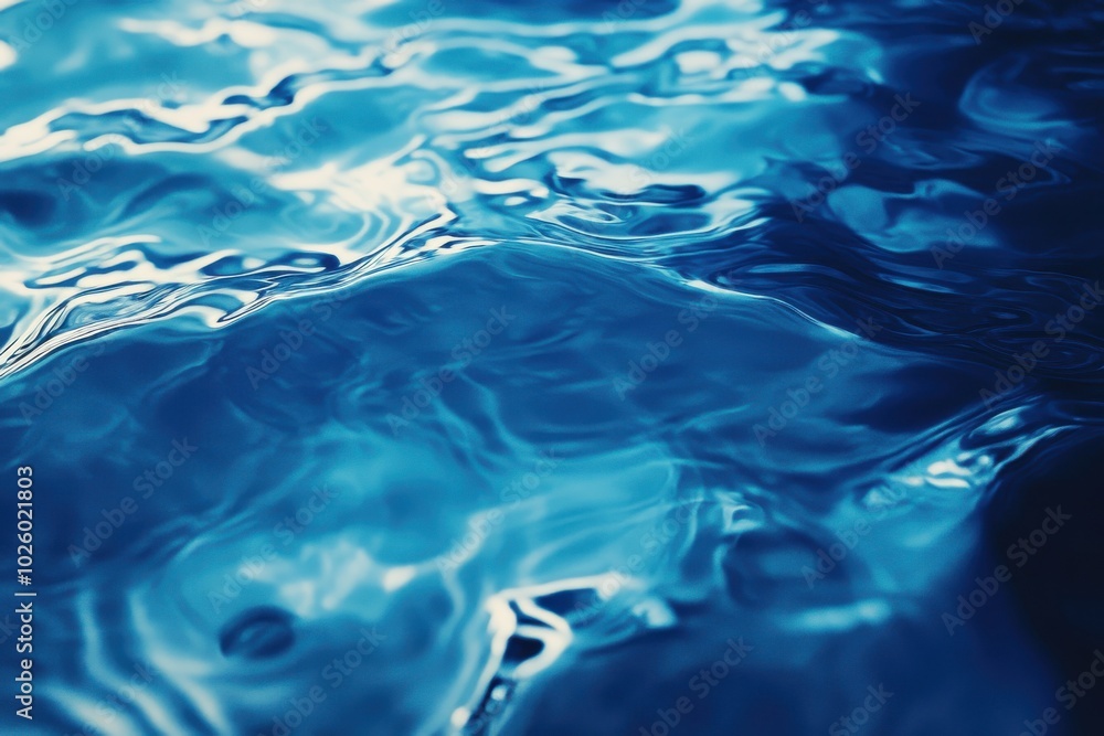 Poster glossy aqua tranquility featuring natural patterns and textures. illuminated wave designs on a soft 