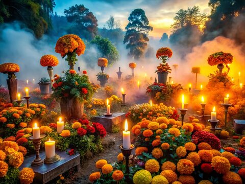 Surreal 'Flor de Muerto' Floral Arrangement for Day of the Dead Celebrations