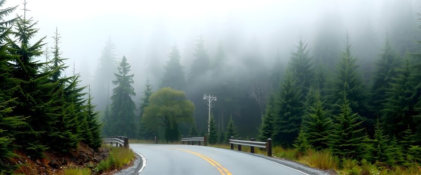 Morning at forest road
