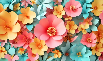 watercolor floral background,abstract floral background, 3d_render_digital_illustration_colorful_paper_flowers,Watercolor_floral_composition, generation AI