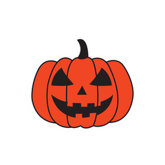 Halloween smile glowing pumpkin isolated on white background