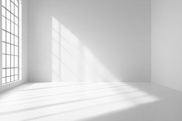 Obraz premium Showroom design concept, bright walls in a creative area highlighting lighting on smooth surfaces for displaying merchandise