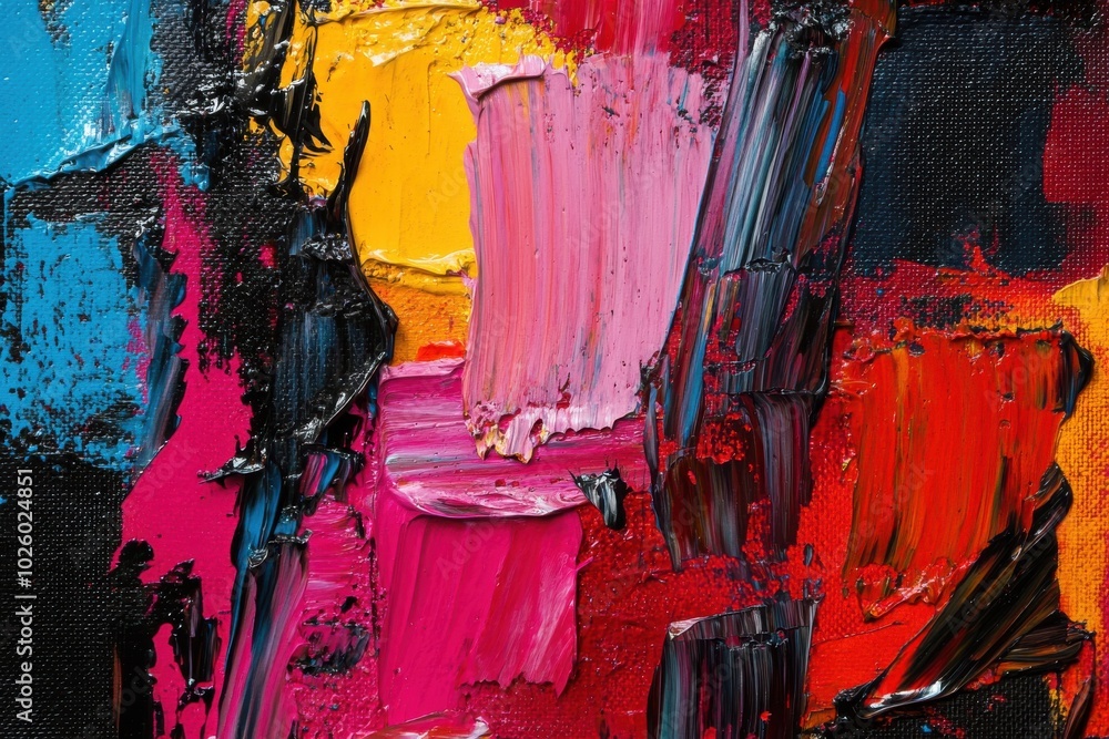 Poster dynamic modern artwork featuring abstract paint techniques, oil on canvas. acrylic designs with rich