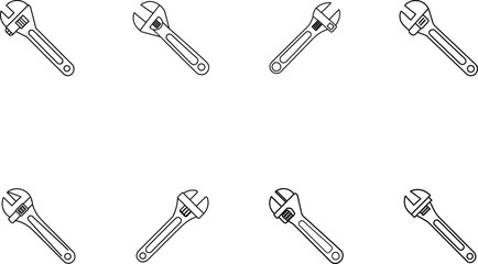 Adjustable Wrench Outline Icon Repetition Pattern