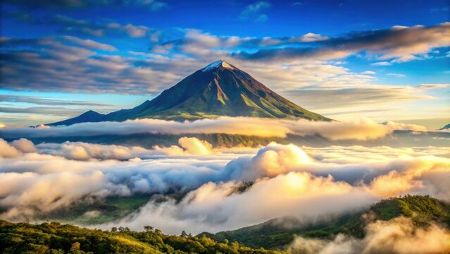 Mount Halcon towering above the clouds on Mindoro island in the Philippines, mount halcon, clouds, mist, fog
