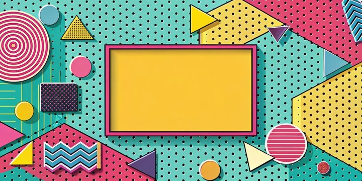 Trendy retro Memphis design elements on a vibrant background, retro, vintage, colorful, pattern, geometric, 80s, 90s, abstract