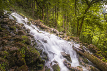 Rothbach Waterfall near Konigssee lake in Berchtesgaden National Park, Germany