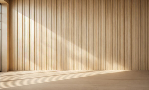empty wooden room. background with shadow on planking wall