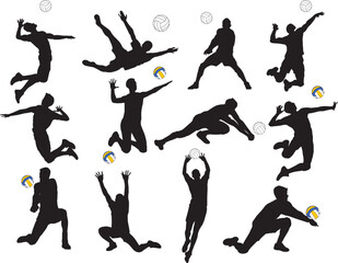 Male Volleyball Player, Volleyball Men Cut Files, Sport Boy Silhouette