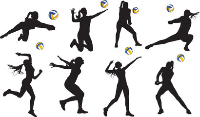 Female Volleyball Player, Volleyball Clipart, Sport Girl Silhouette