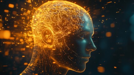 Obraz premium Mindenhancing braincomputer interface with holographic neural network expansion