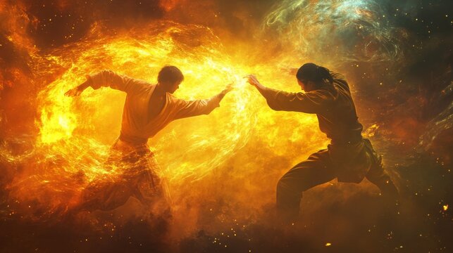 Psychic martial arts tournament featuring visible chi manipulation and telepathic combat sports
