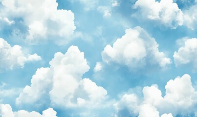 White fluffy clouds in blue sky.