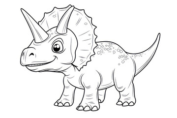 Fototapeta premium Triceratops, coloring page for kids, line art, black and white.