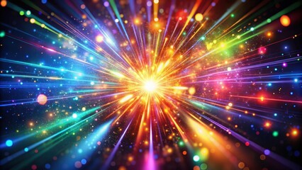 Colorful particles bursting and flashing light abstract background, Particles, Burst, Flash, Light, Abstract, Background