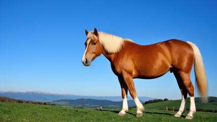 Graceful Haflinger horse looking left, highlighting its distinctive breed features. A versatile image for horse lovers, breeders, or equestrian design needs