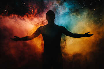 A man who brings out the spiritual energy of his body through meditation.