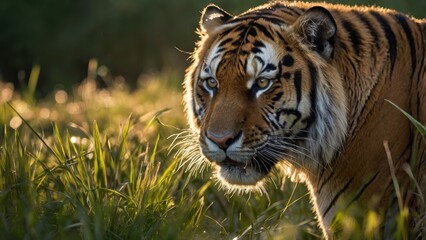 Naklejka premium Majestic Siberian Tiger at Golden Hour 