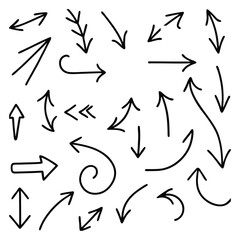 Simple Doodle Arrow Vector Icons in Hand-Drawn Style.
