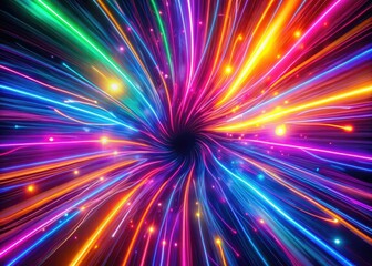 Fototapeta premium Dynamic visuals of ultraviolet neon backgrounds come alive with twisting, glowing lines in motion, creating a vibrant, energetic atmosphere that captivates and engages viewers.