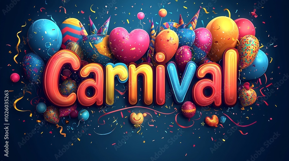 Poster dynamic carnival poster featuring word carnival in large multicolored letters with festive patterns 