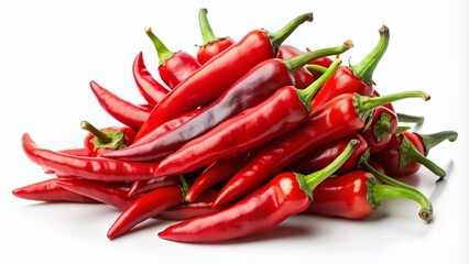 Vibrant Red Hot Chili Peppers Isolated on White Background for Culinary and Lifestyle Themes