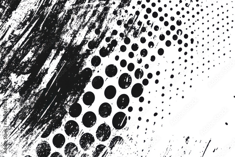 Poster Texture overlay featuring a grungy linear halftone dots design with distressed patterns